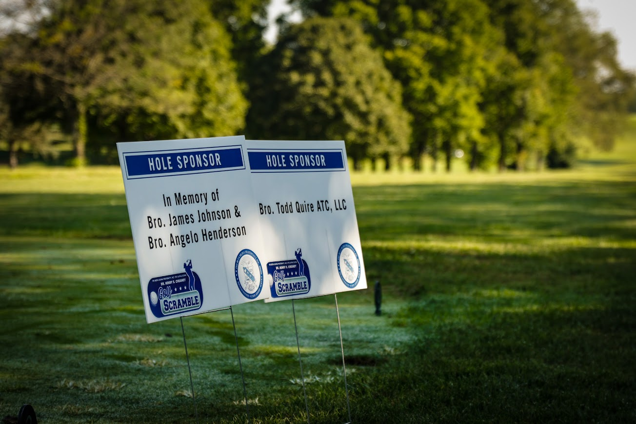 Hole sponsor signage on the course