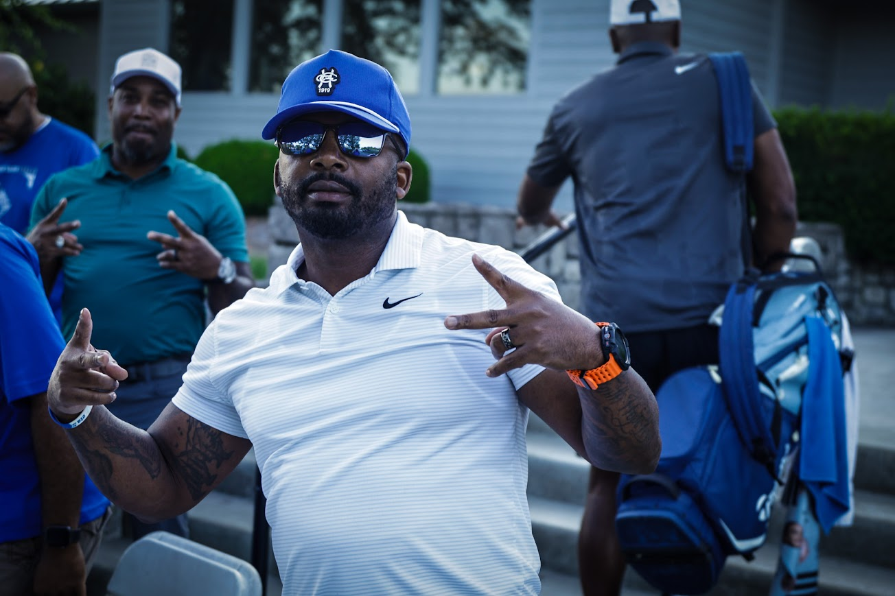 Golfer posing at the event
