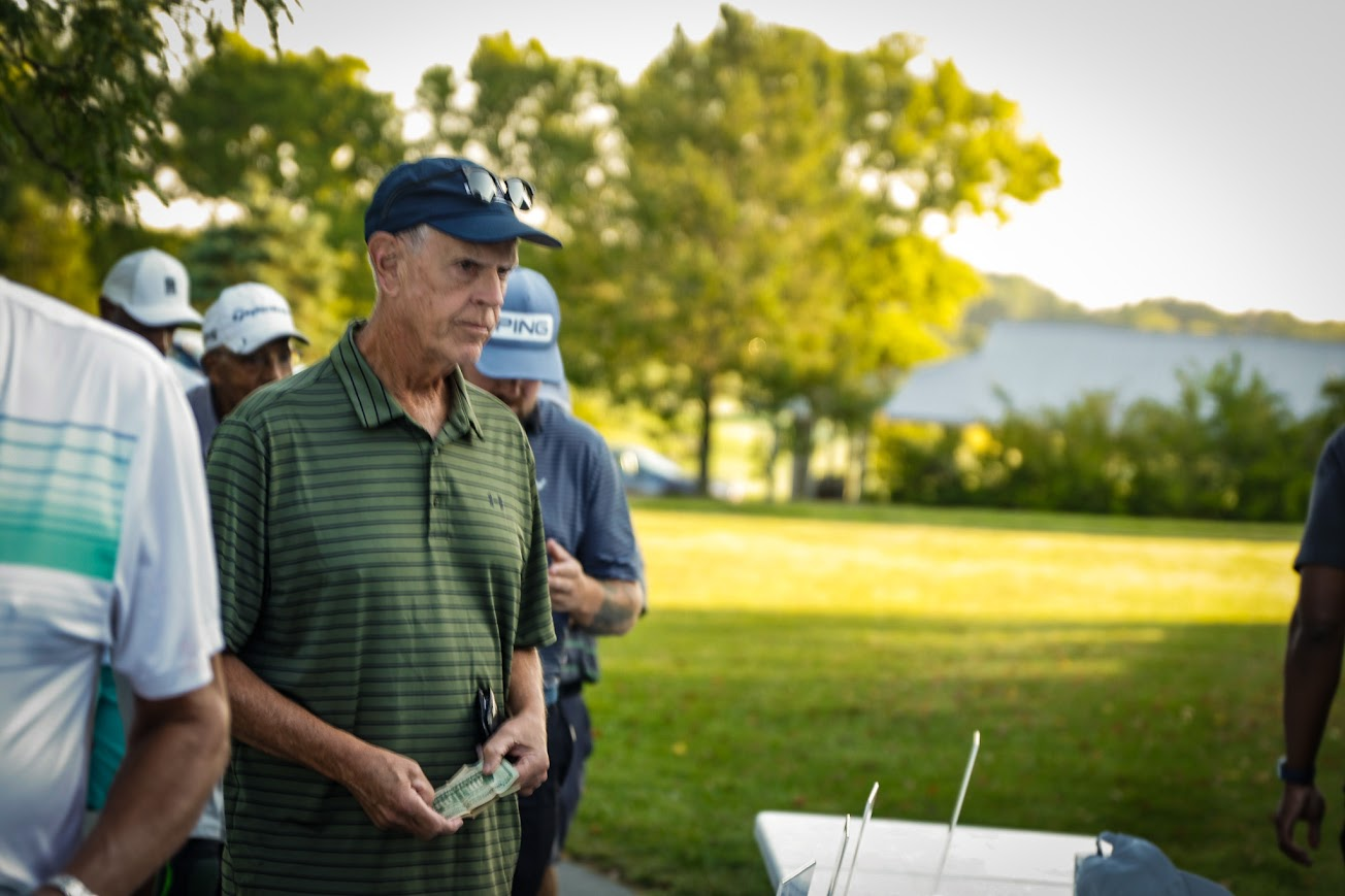 Golfers checking in at the course